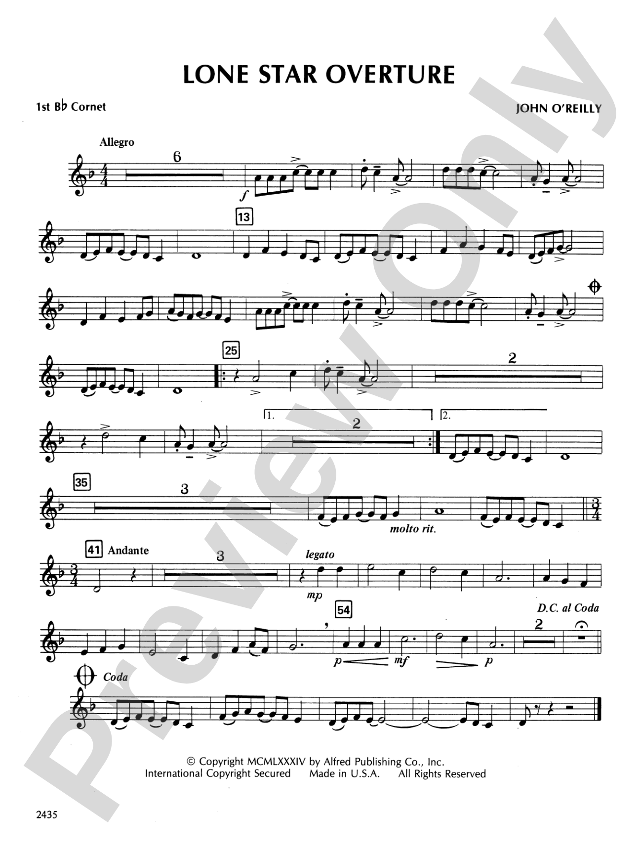 Lone Star Overture: 1st B-flat Cornet