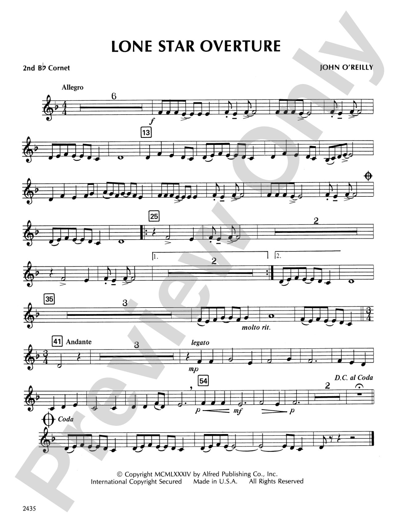 Lone Star Overture: 2nd B-flat Cornet