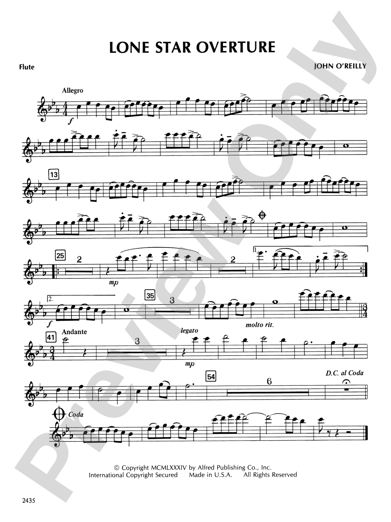 Lone Star Overture: Flute