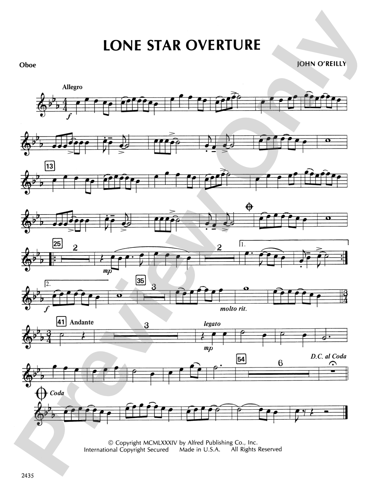Lone Star Overture: Oboe