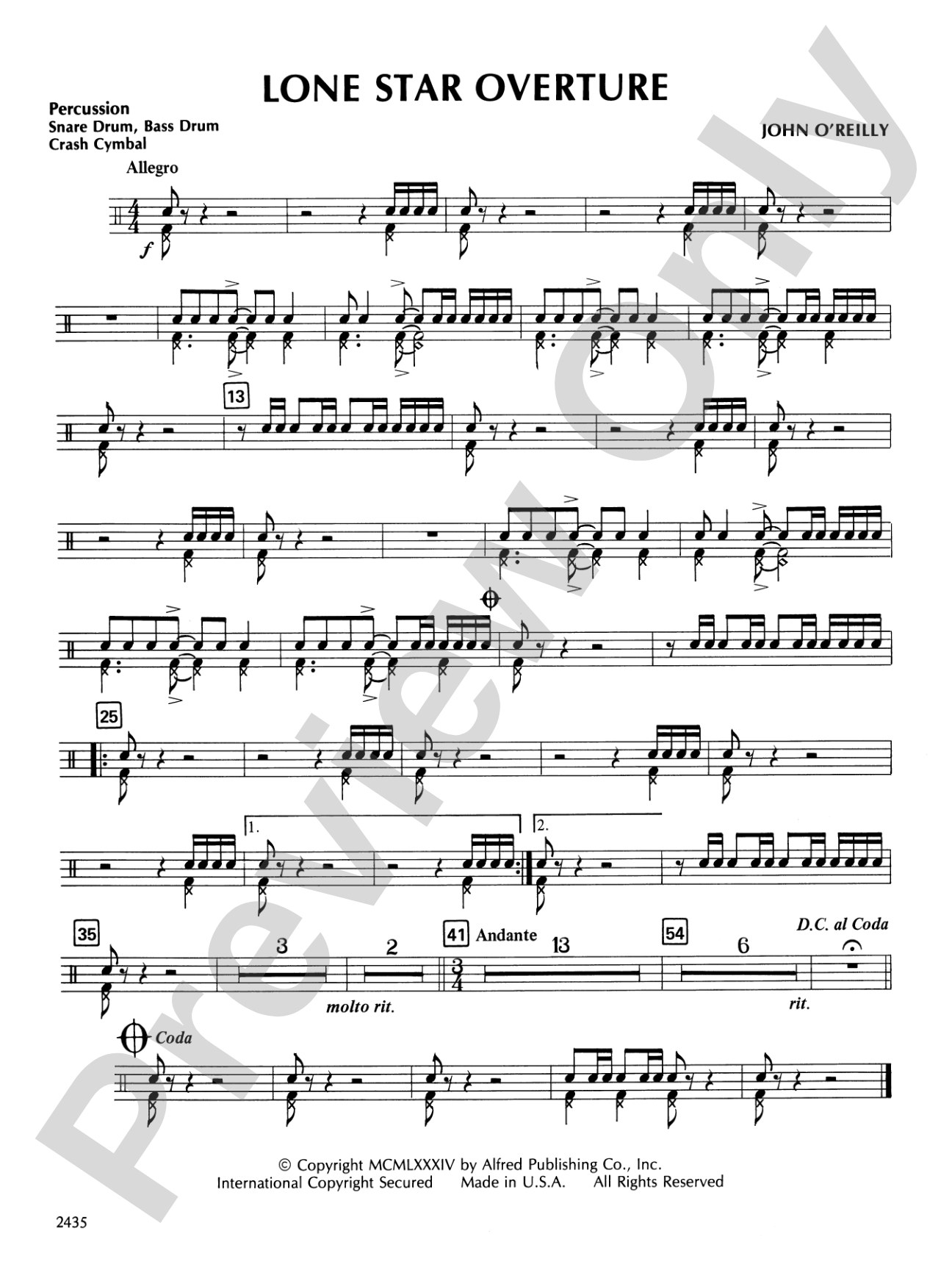 Lone Star Overture: 1st Percussion