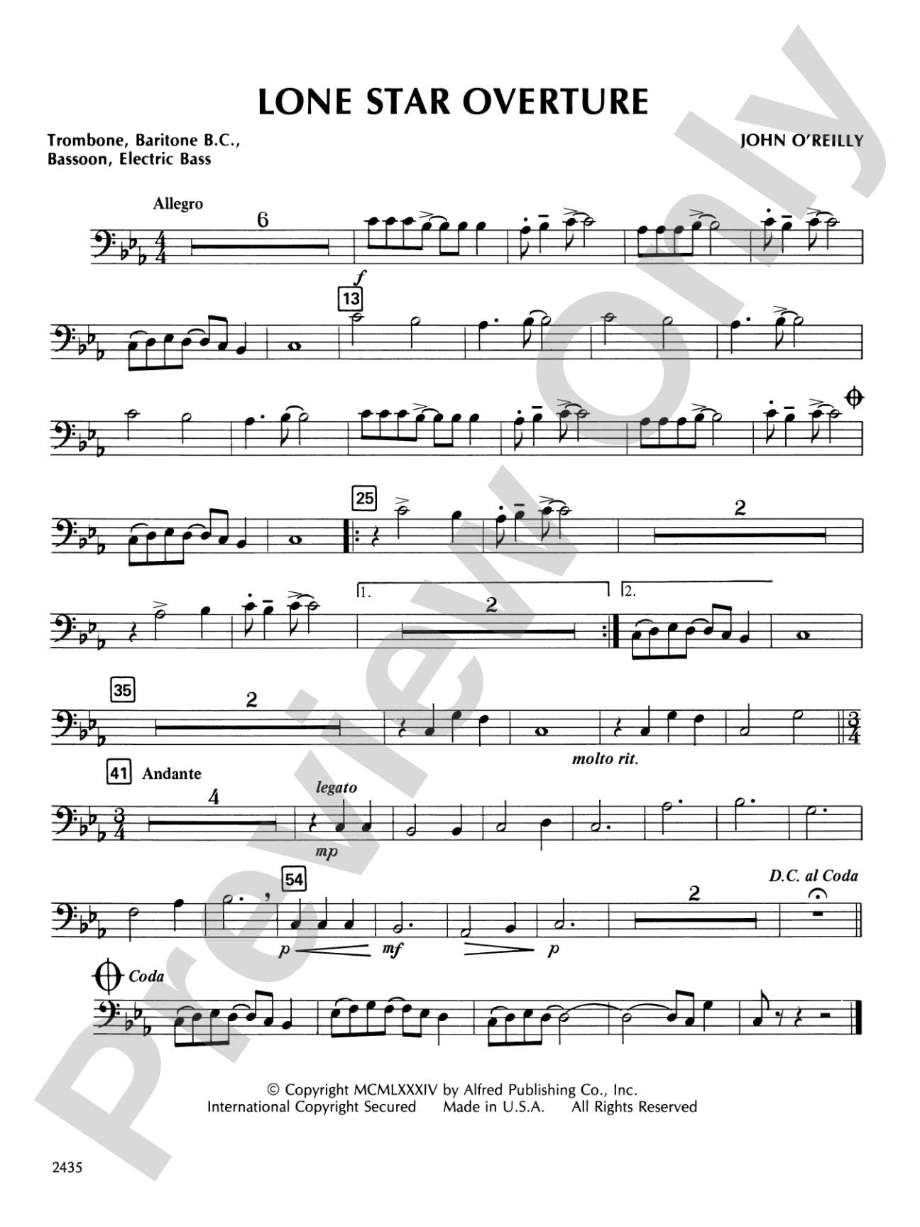 Lone Star Overture: 1st Trombone