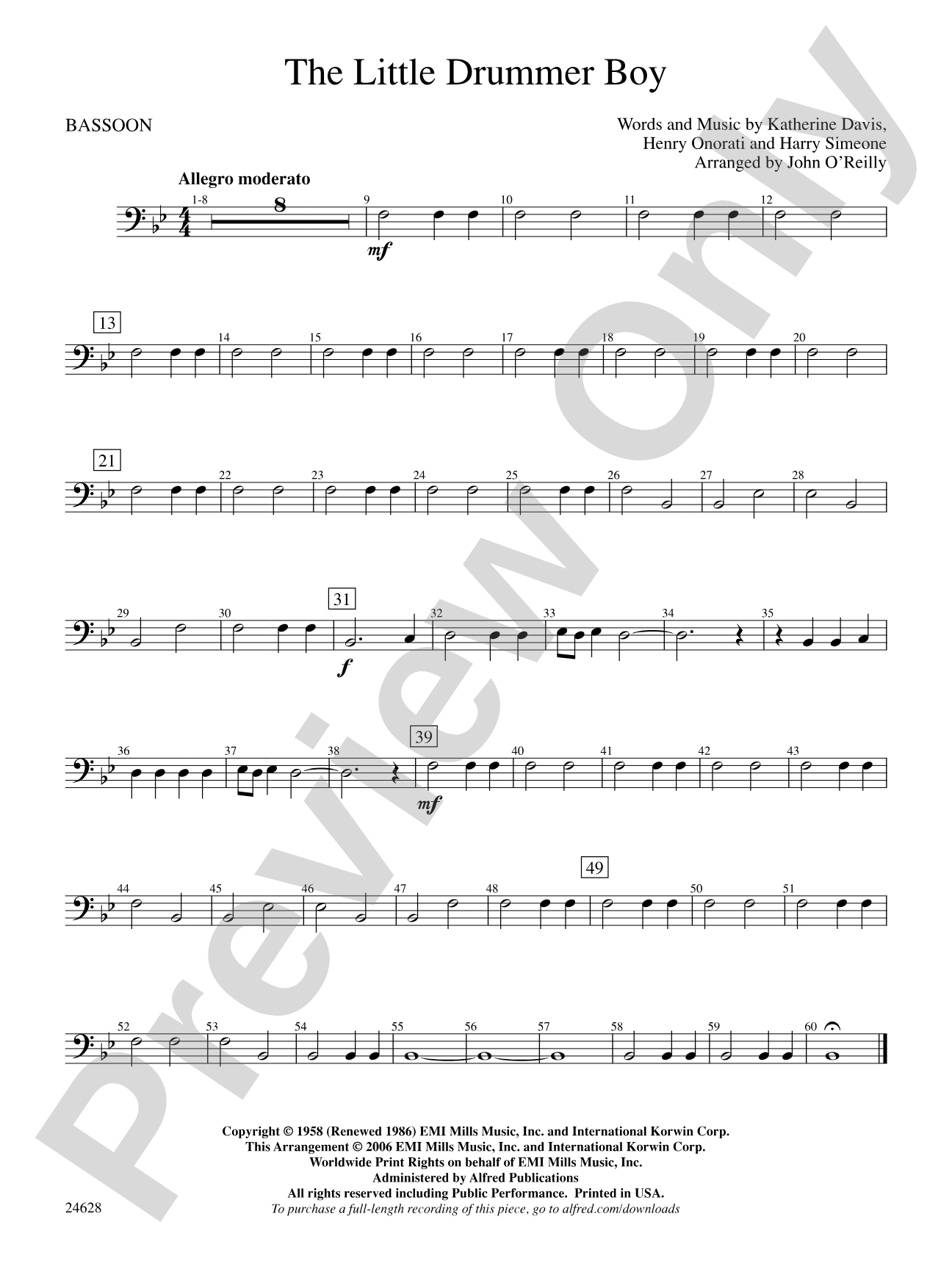 The Little Drummer Boy: Bassoon