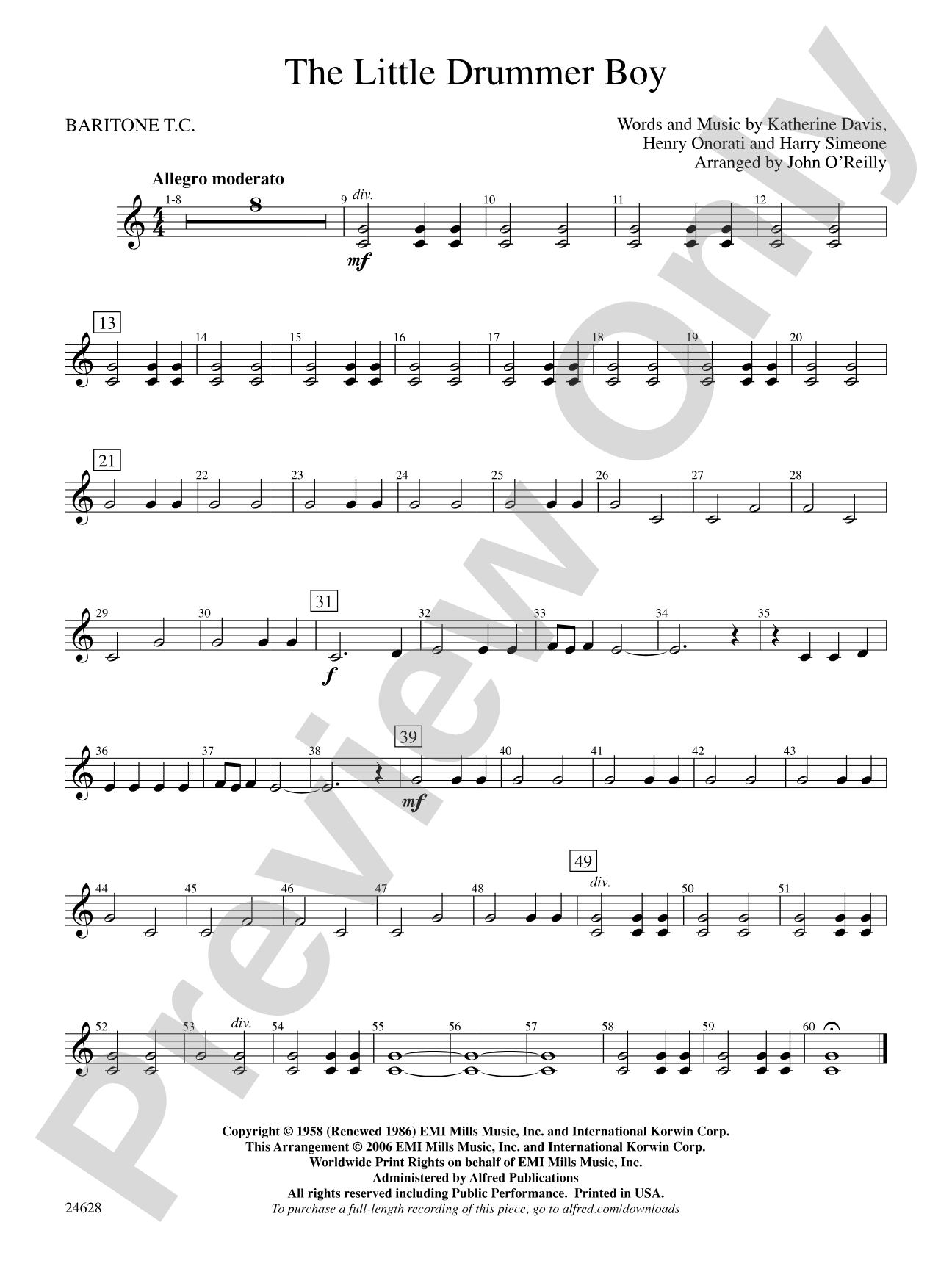 The Little Drummer Boy: Baritone T.C.