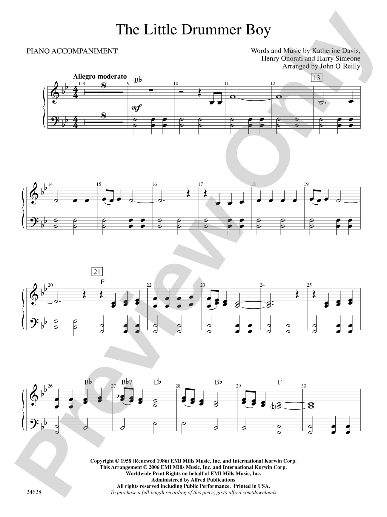 The Little Drummer Boy: Piano Accompaniment