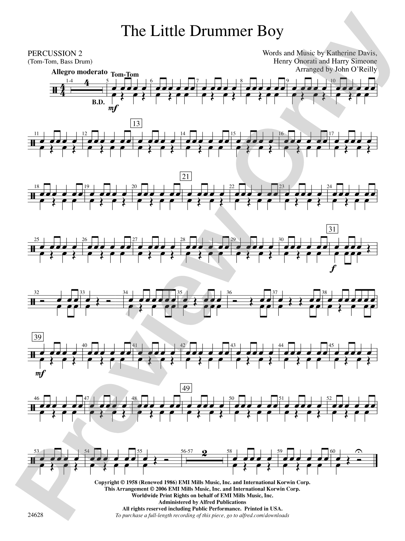 The Little Drummer Boy: 2nd Percussion