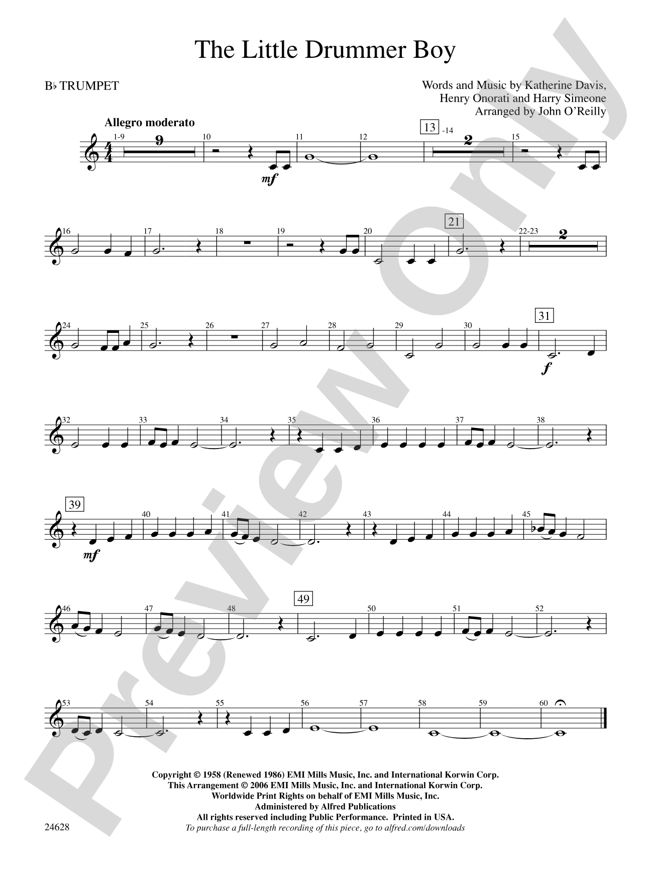 The Little Drummer Boy: 1st B-flat Trumpet