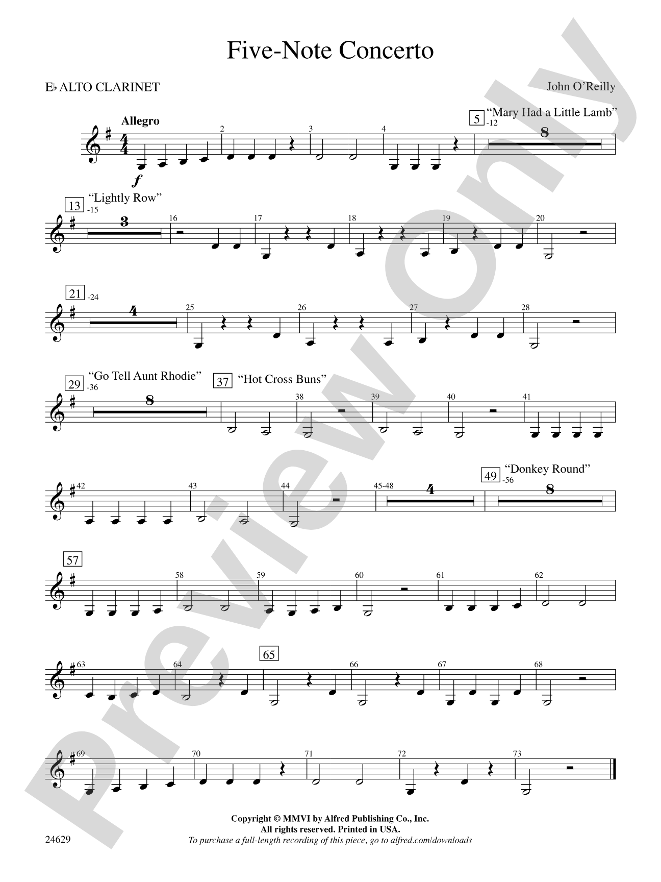 Five-Note Concerto: E-flat Alto Clarinet