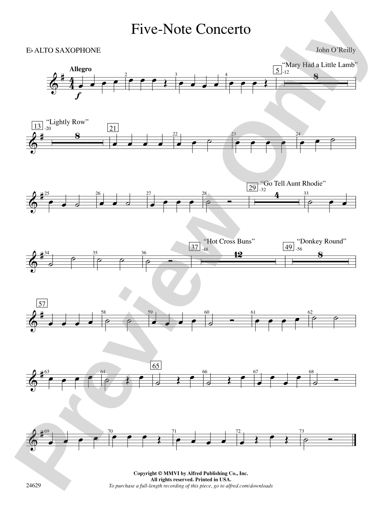 Five-Note Concerto: E-flat Alto Saxophone