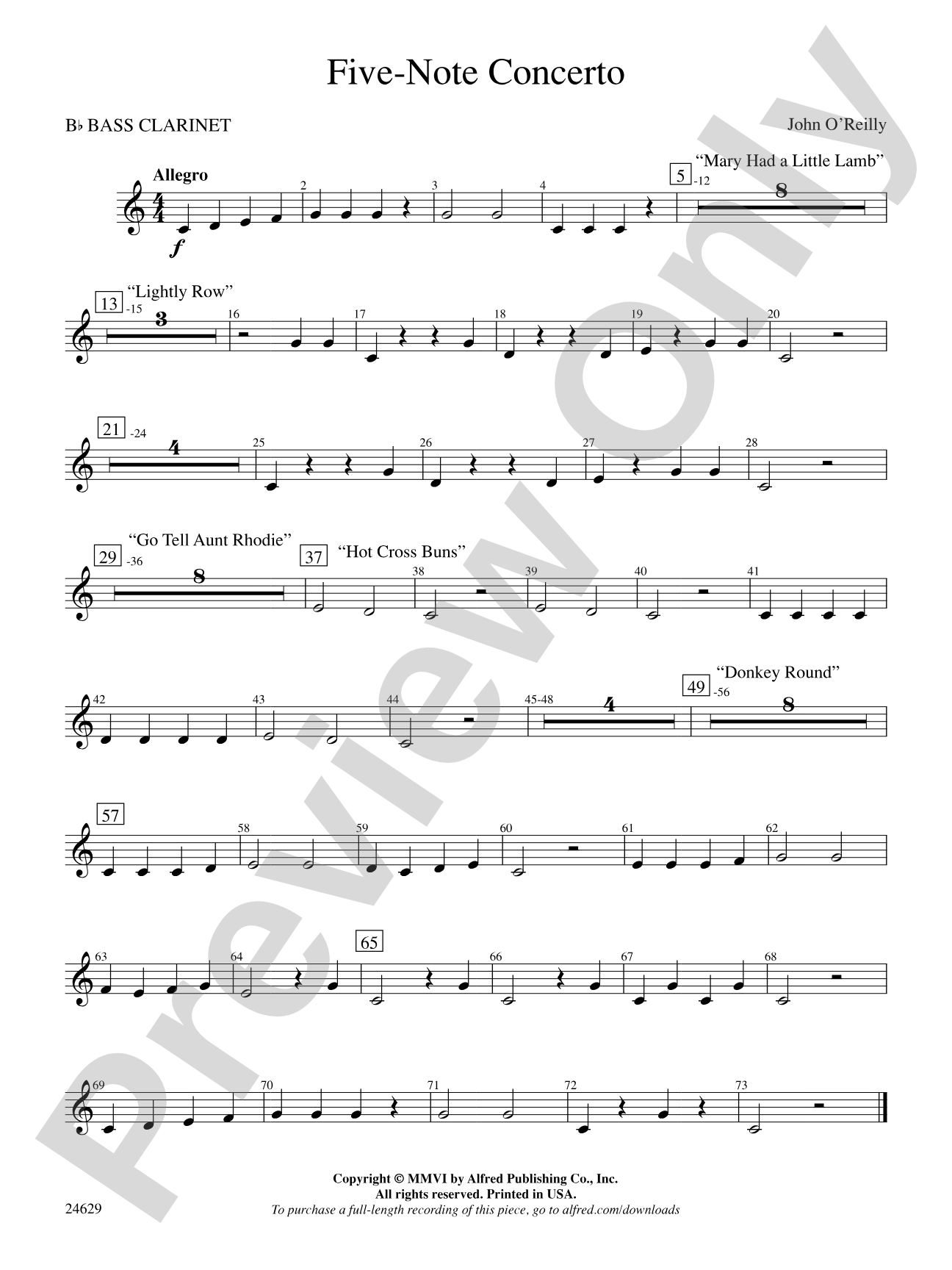 Five-Note Concerto: B-flat Bass Clarinet