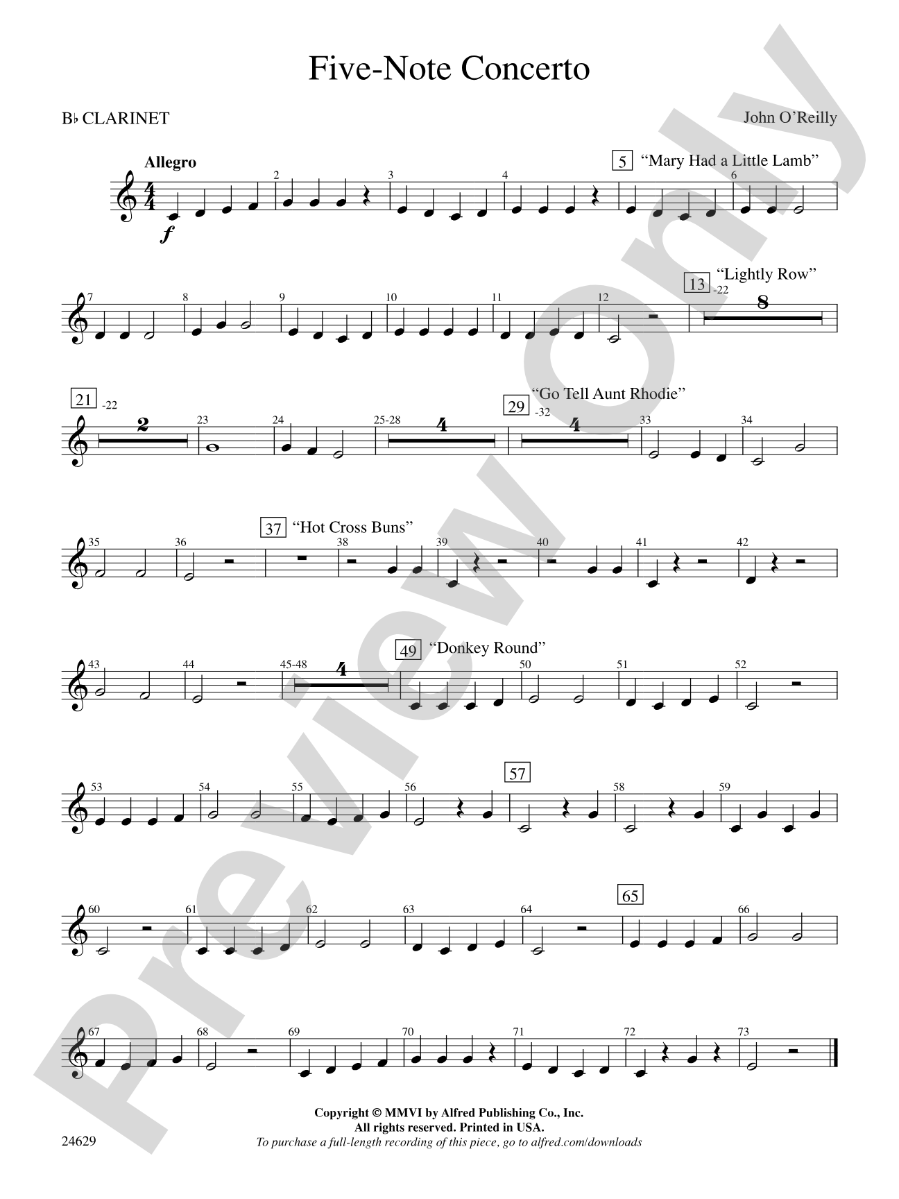 Five-Note Concerto: 1st B-flat Clarinet