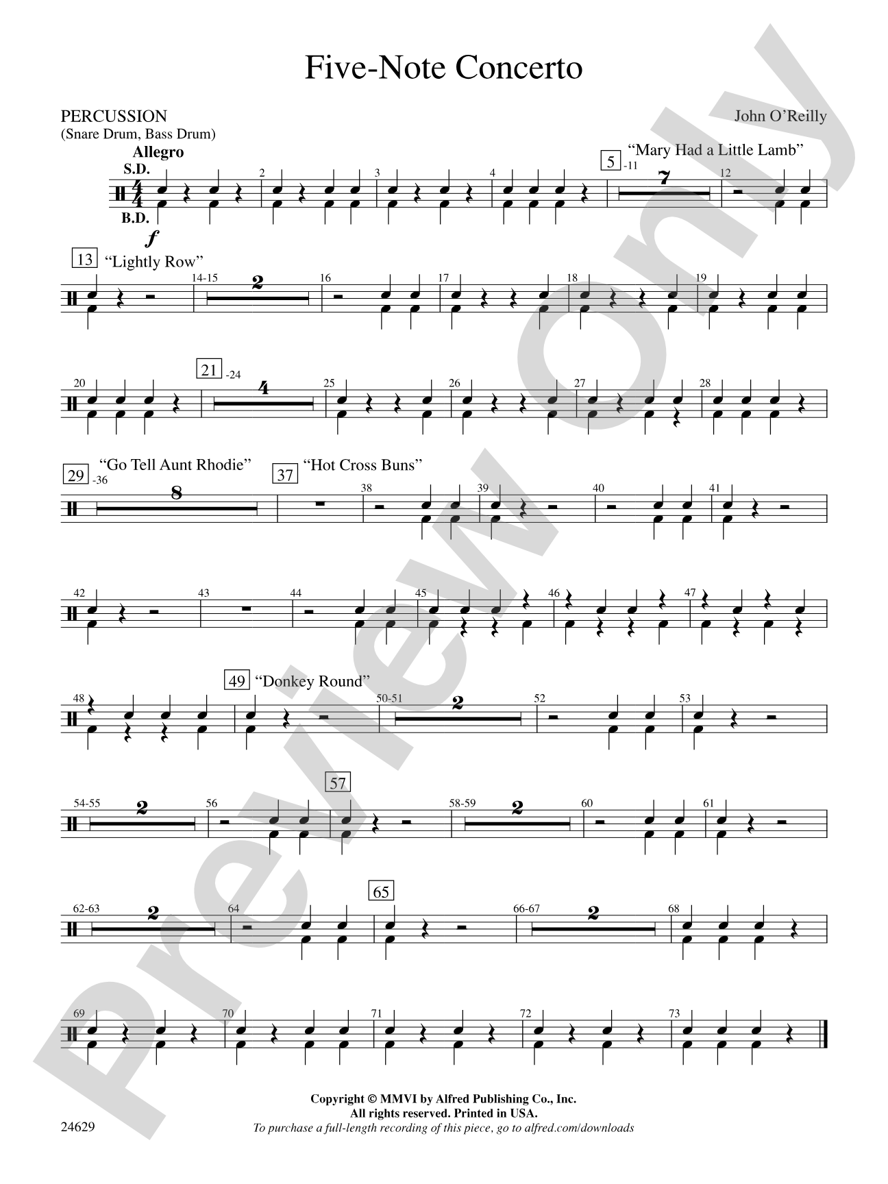 Five-Note Concerto: 1st Percussion