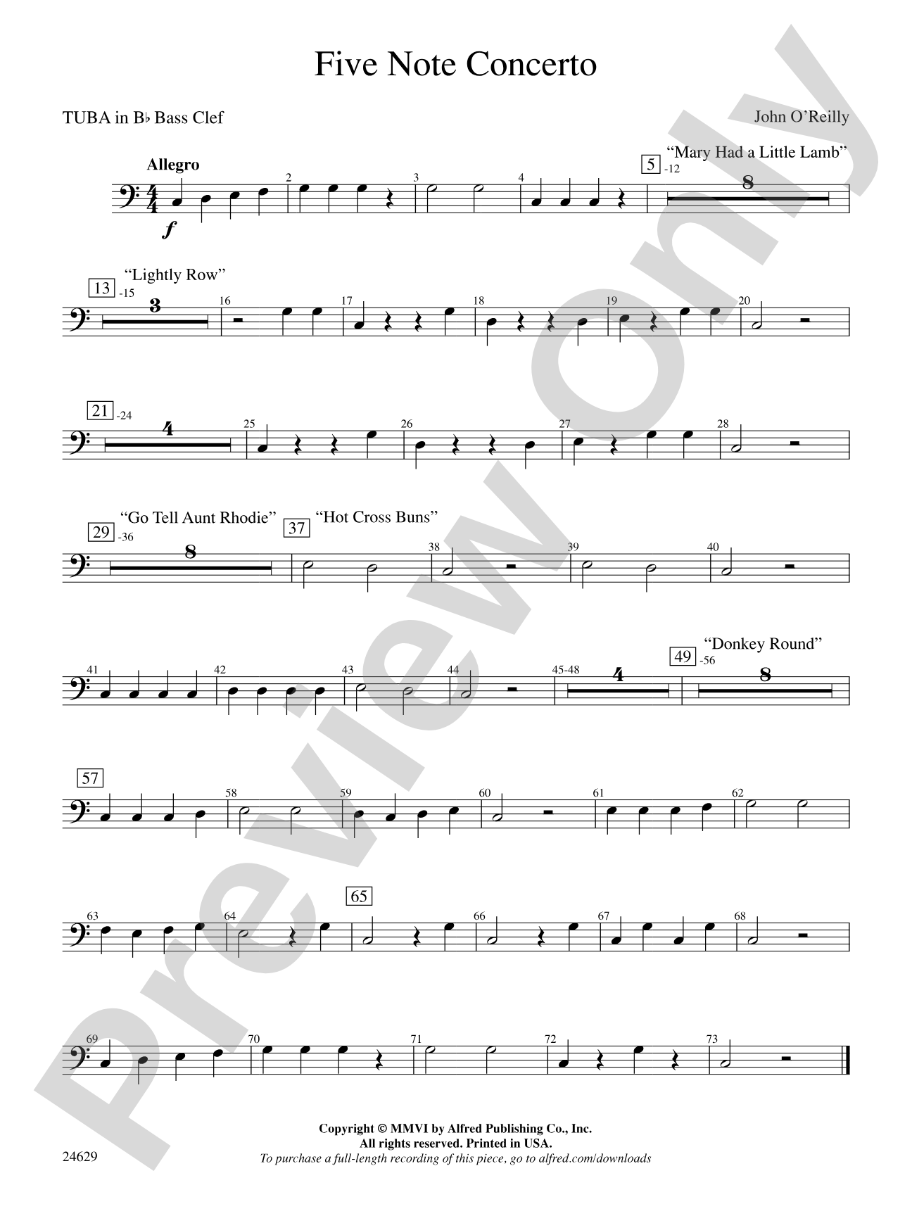 Five-Note Concerto: (wp) B-flat Tuba B.C.