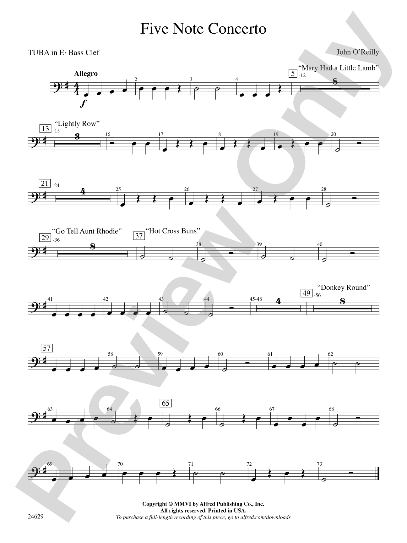 Five-Note Concerto: (wp) E-flat Tuba B.C.