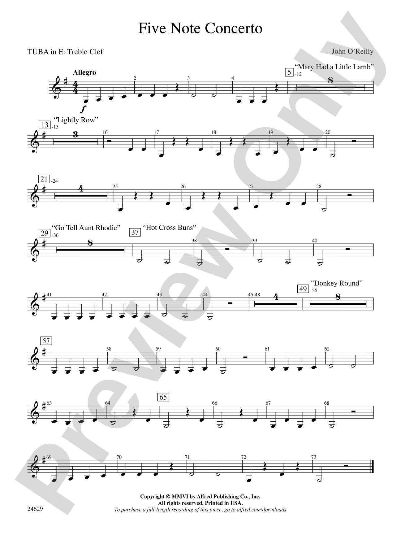 Five-Note Concerto: (wp) E-flat Tuba T.C.