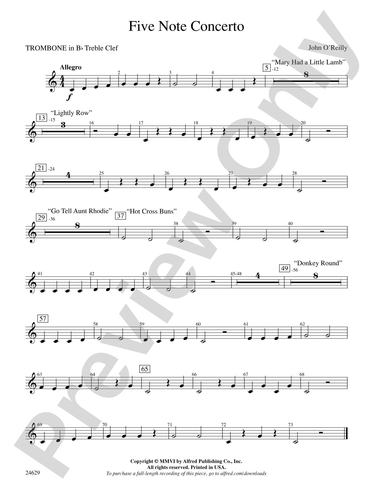 Five-Note Concerto: (wp) 1st B-flat Trombone T.C.