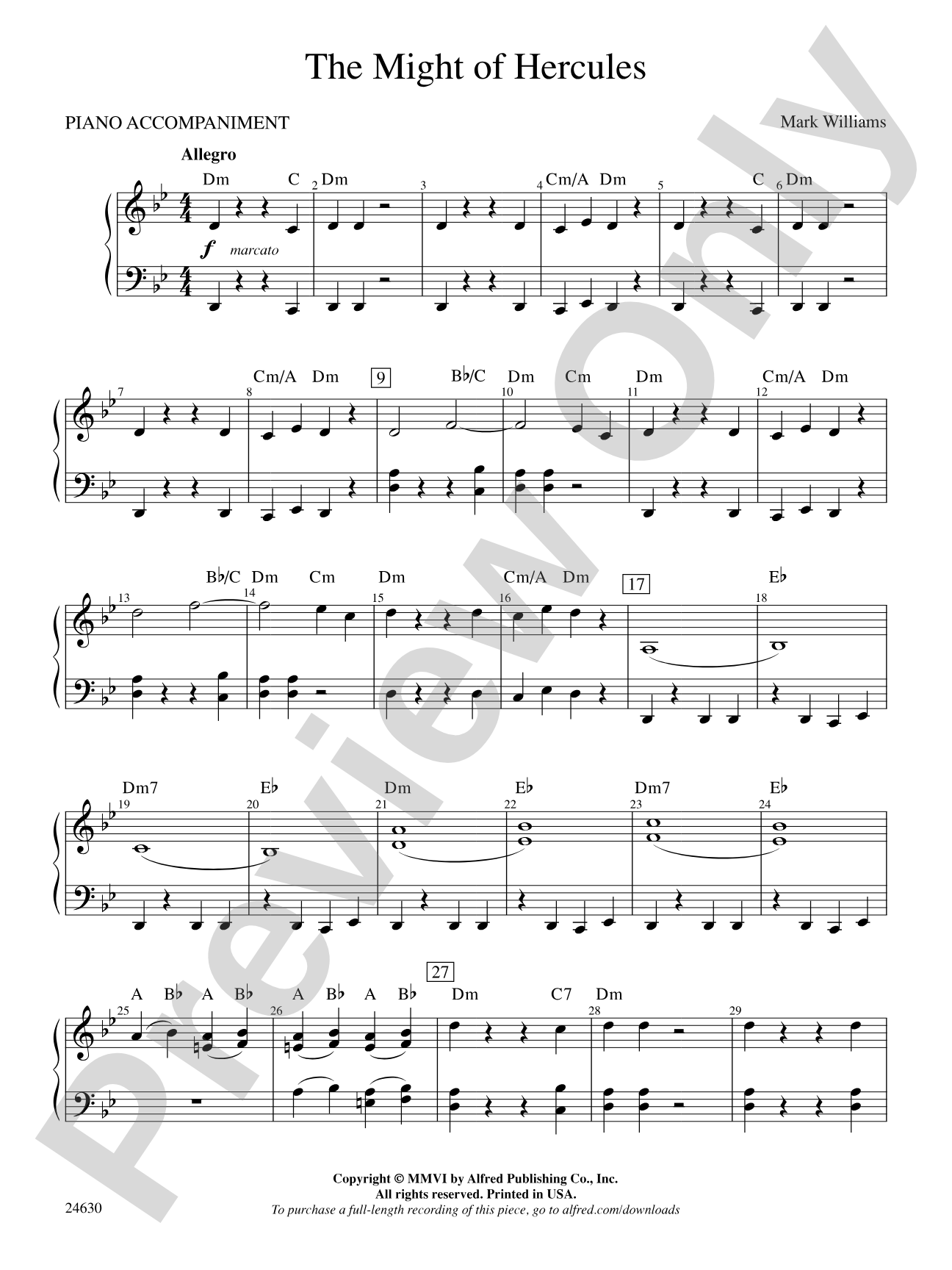The Might of Hercules: Piano Accompaniment