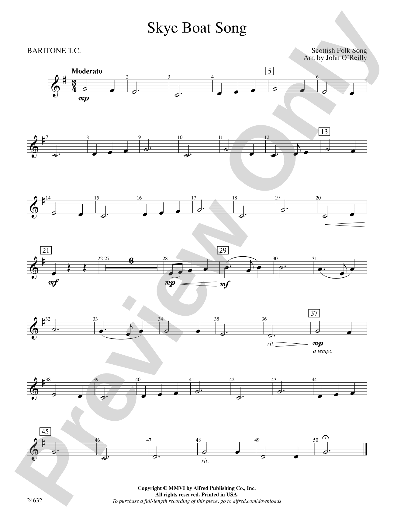 Skye Boat Song: Baritone T.C.