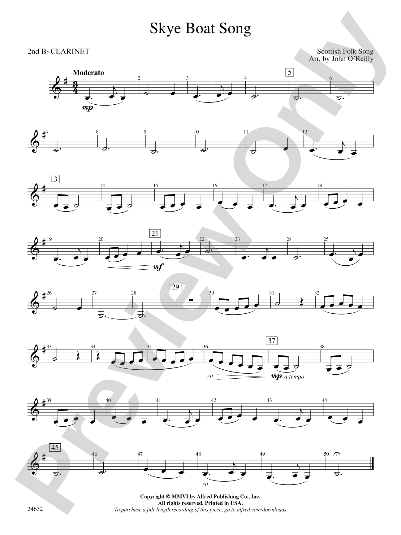 Skye Boat Song: 2nd B-flat Clarinet