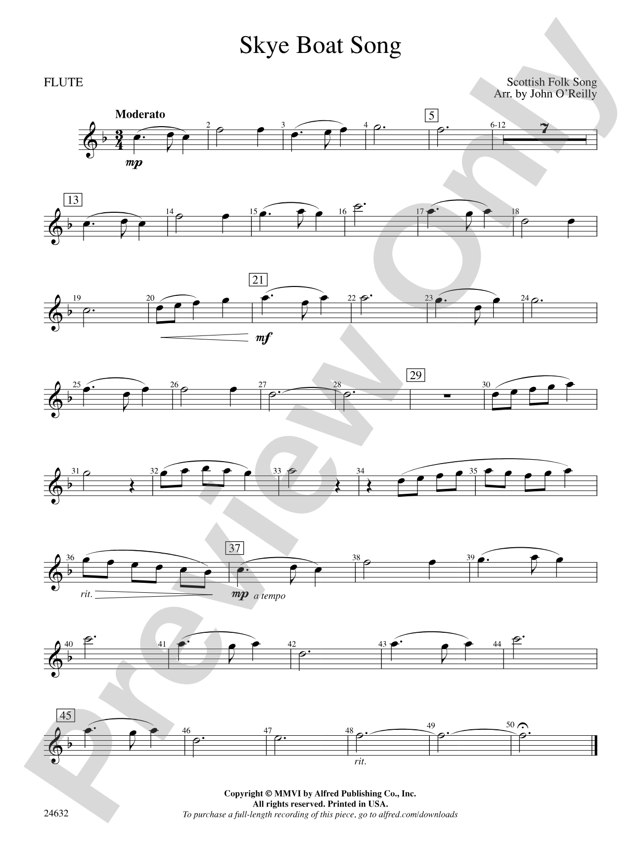 Skye Boat Song: Flute