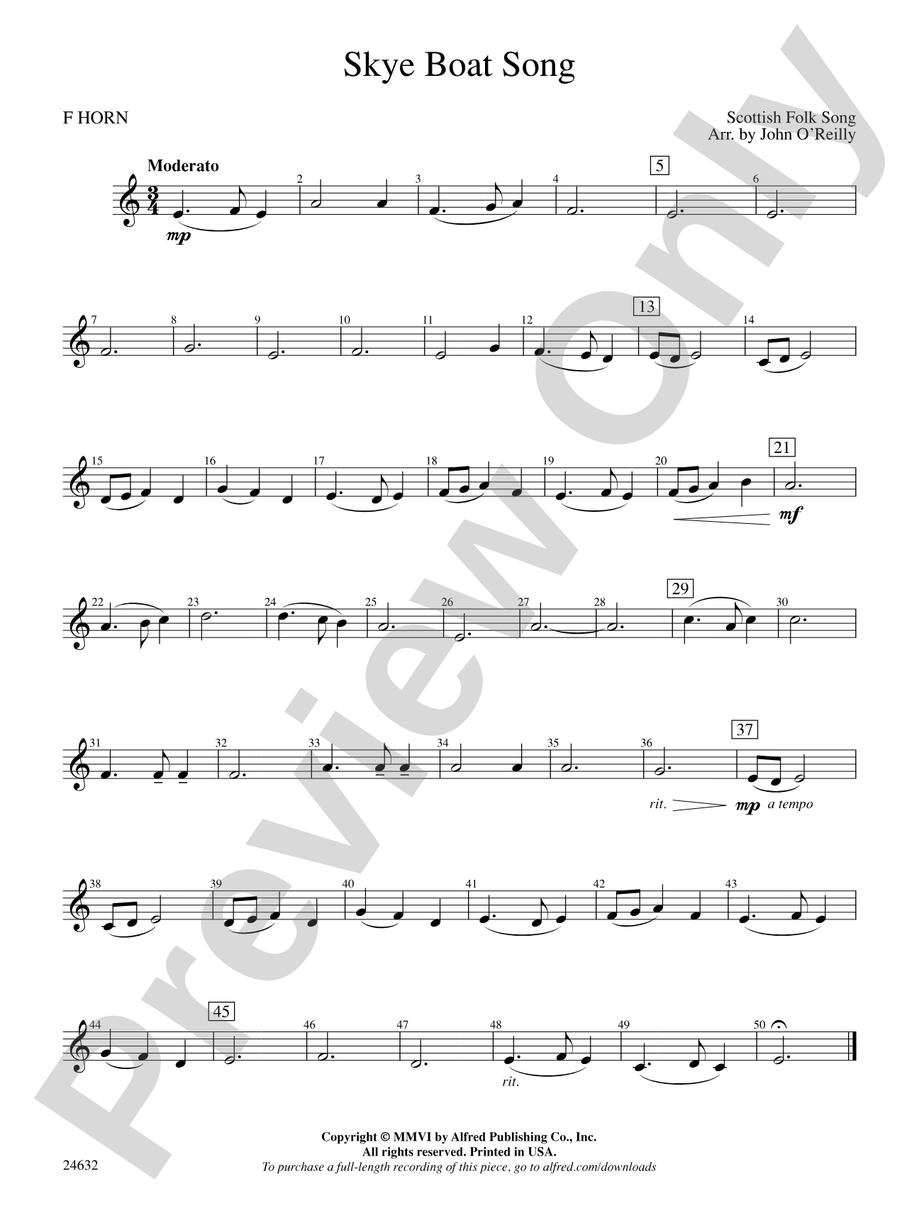 Skye Boat Song: 1st F Horn