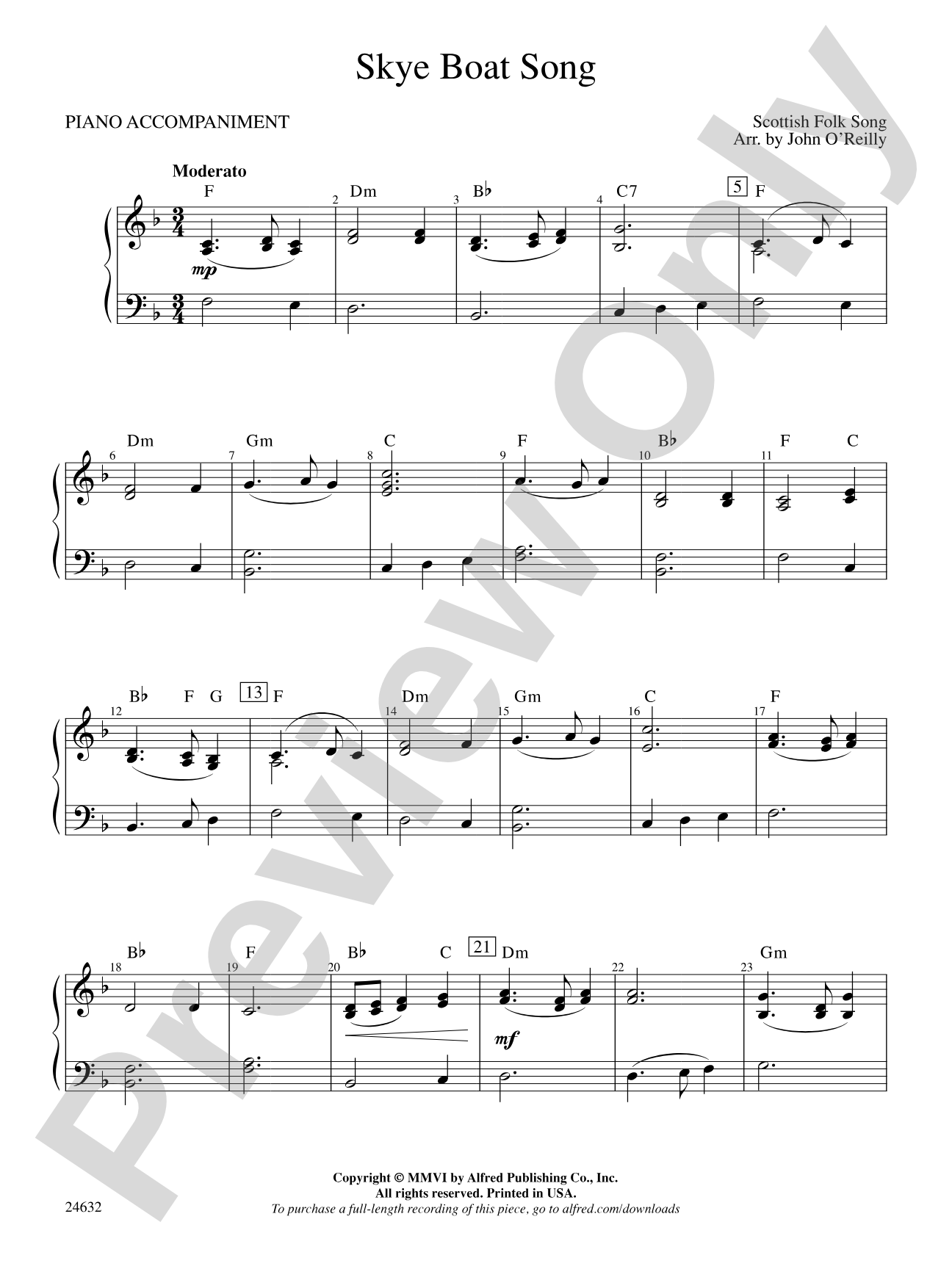 Skye Boat Song: Piano Accompaniment