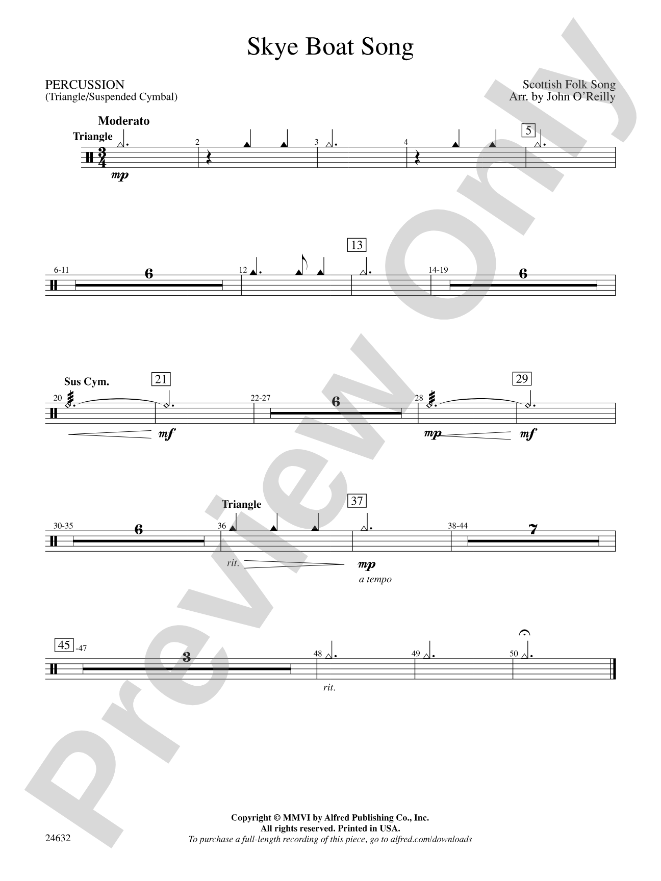 Skye Boat Song: 1st Percussion