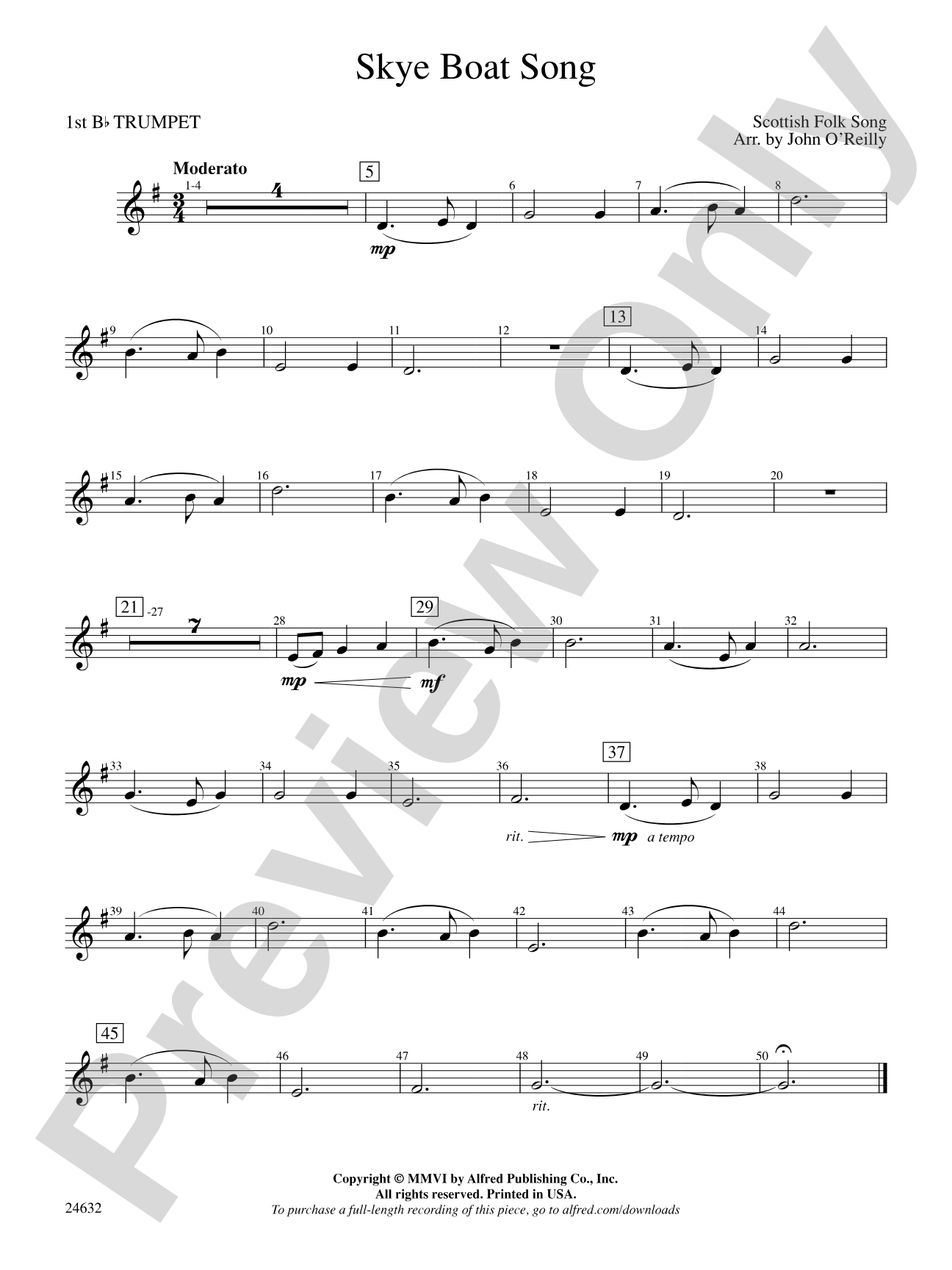 Skye Boat Song: 1st B-flat Trumpet