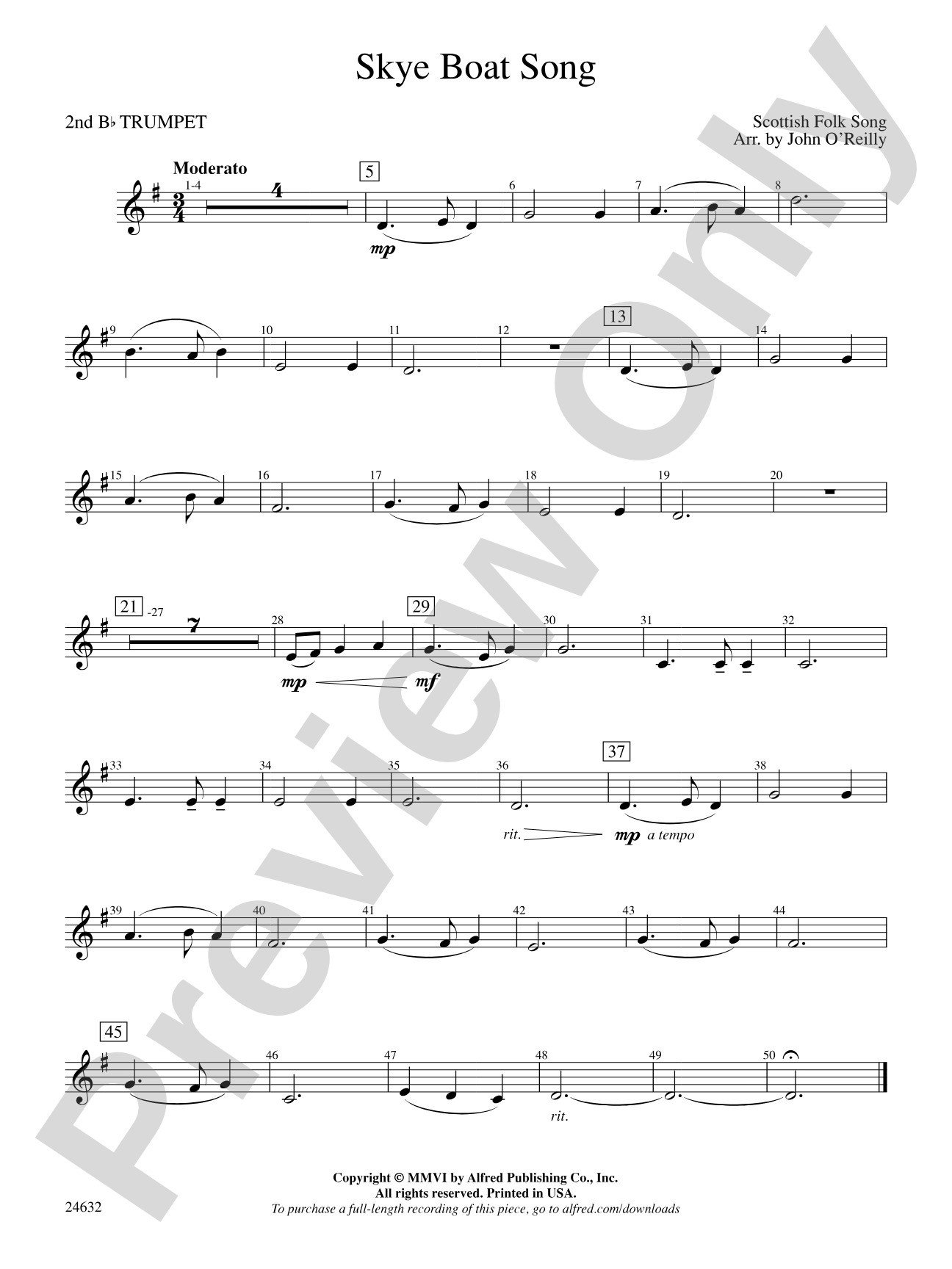 Skye Boat Song: 2nd B-flat Trumpet