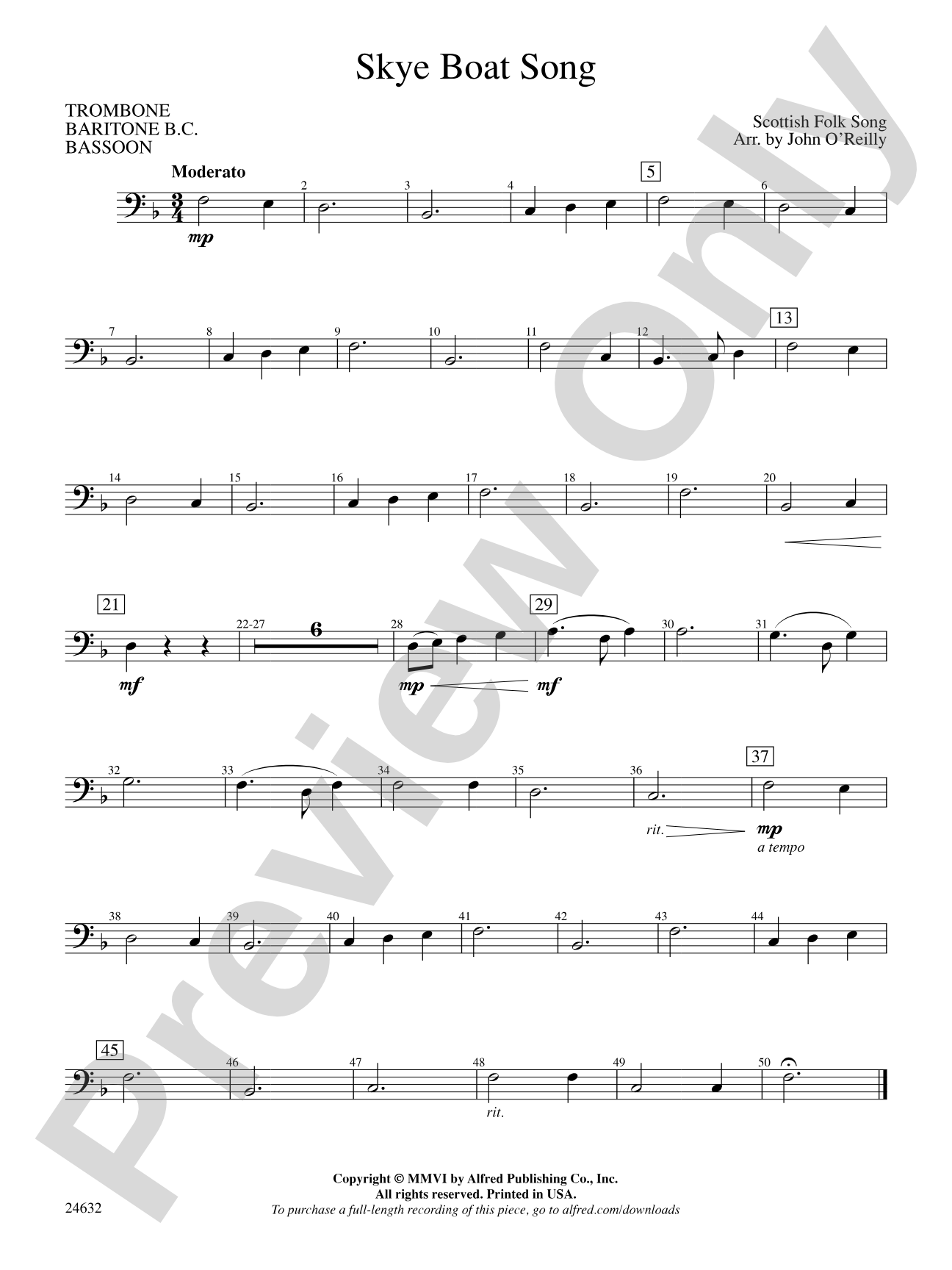 Skye Boat Song: 1st Trombone