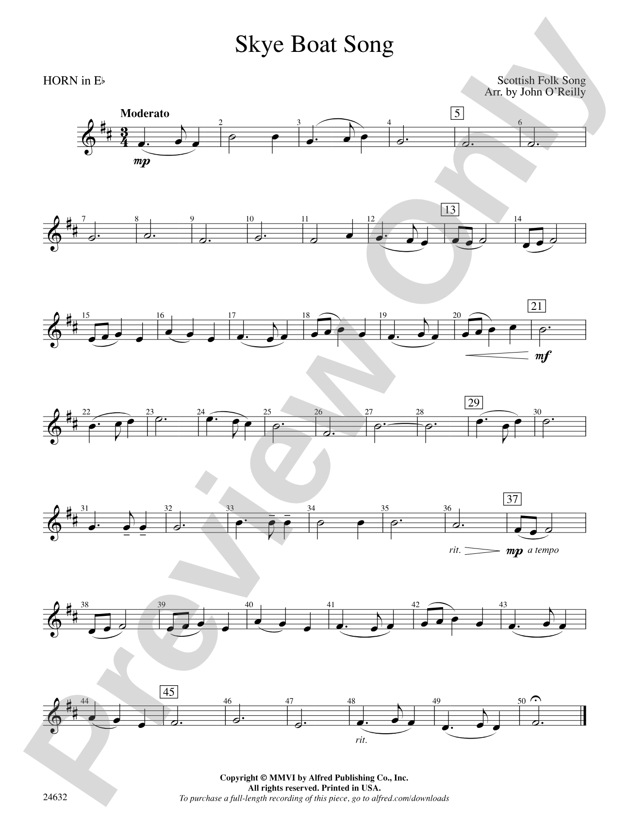 Skye Boat Song: (wp) 1st Horn in E-flat