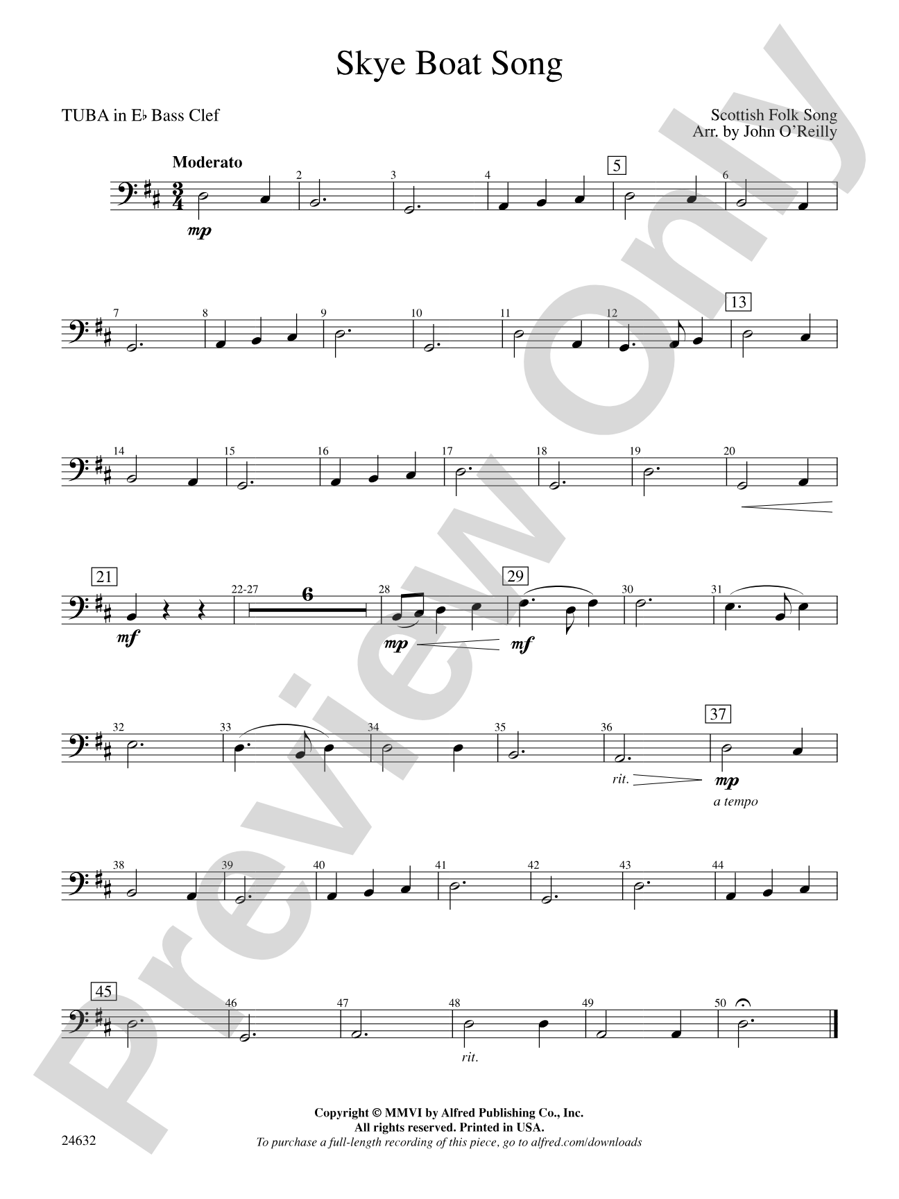 Skye Boat Song: (wp) E-flat Tuba B.C.