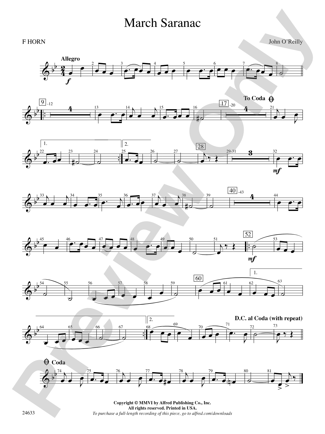 March Saranac: 1st F Horn