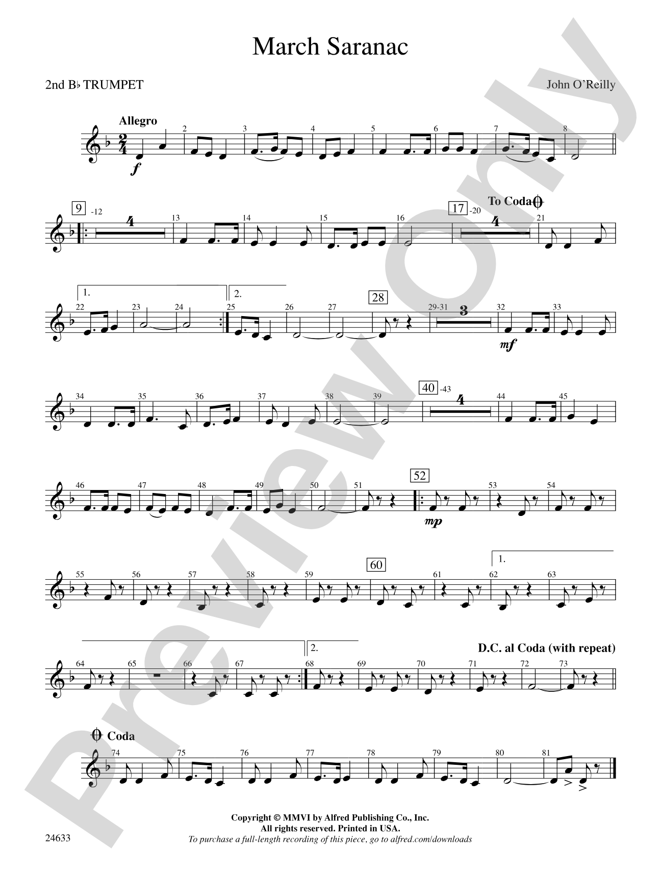 March Saranac: 2nd B-flat Trumpet