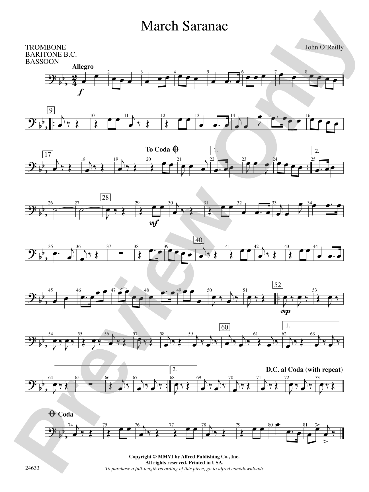 March Saranac: 1st Trombone