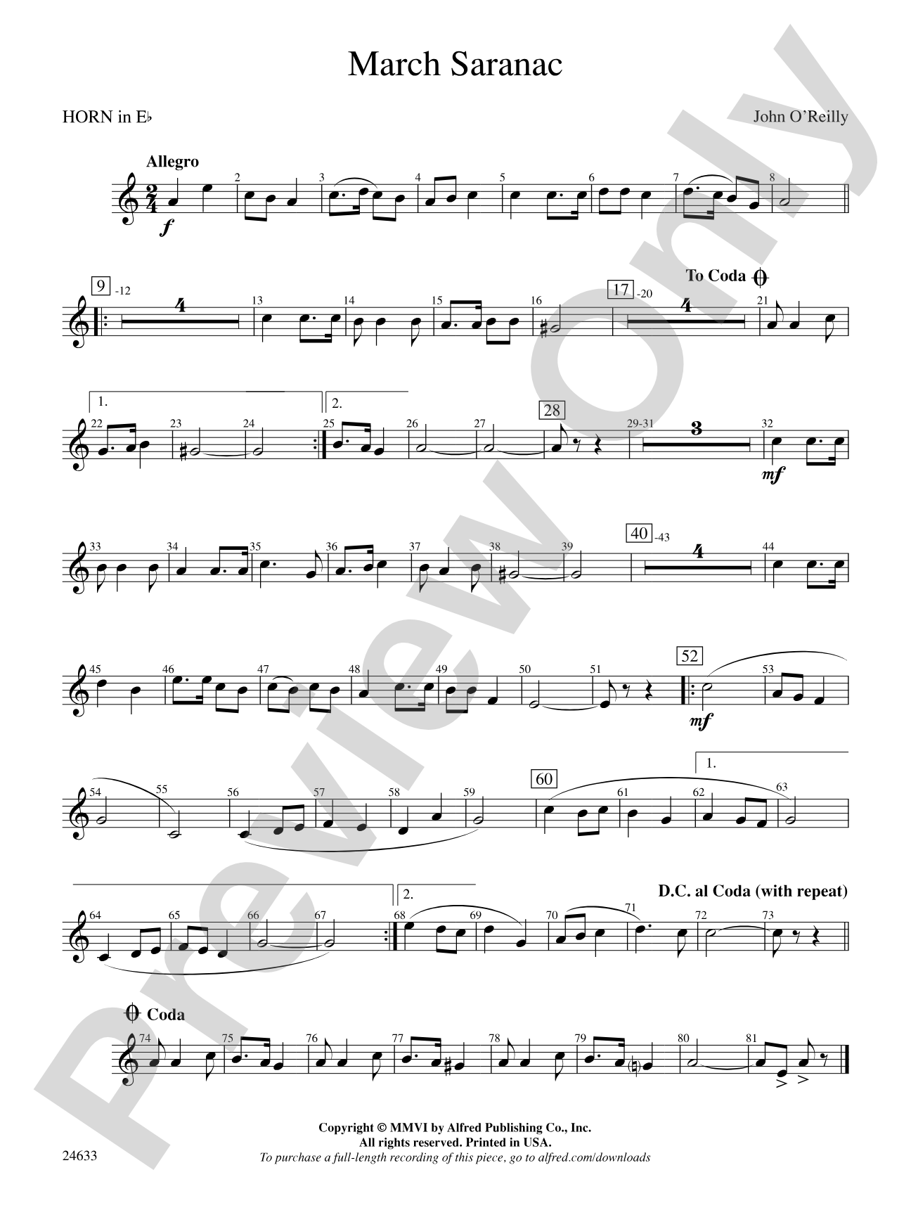 March Saranac: (wp) 1st Horn in E-flat