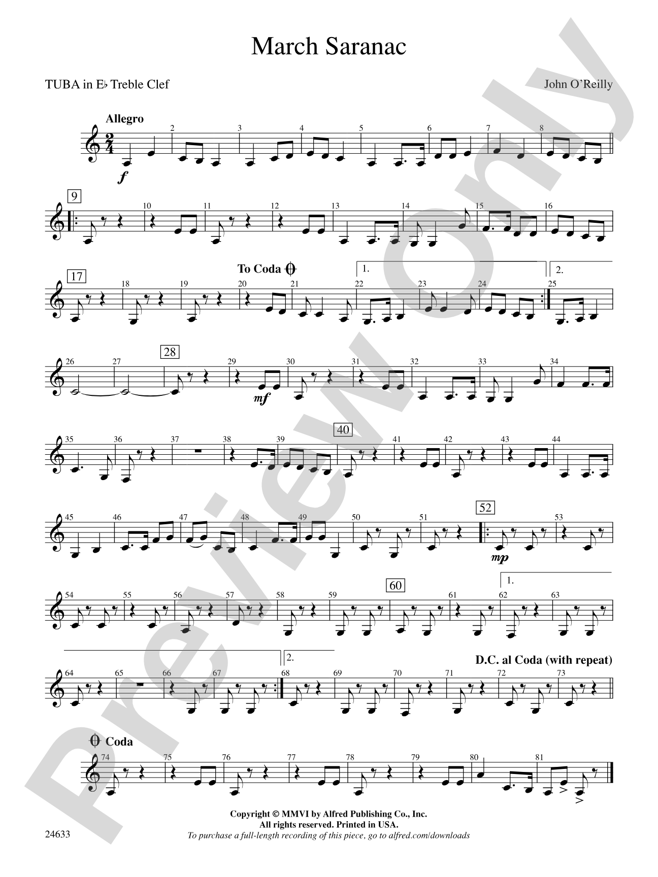 March Saranac: (wp) E-flat Tuba T.C.