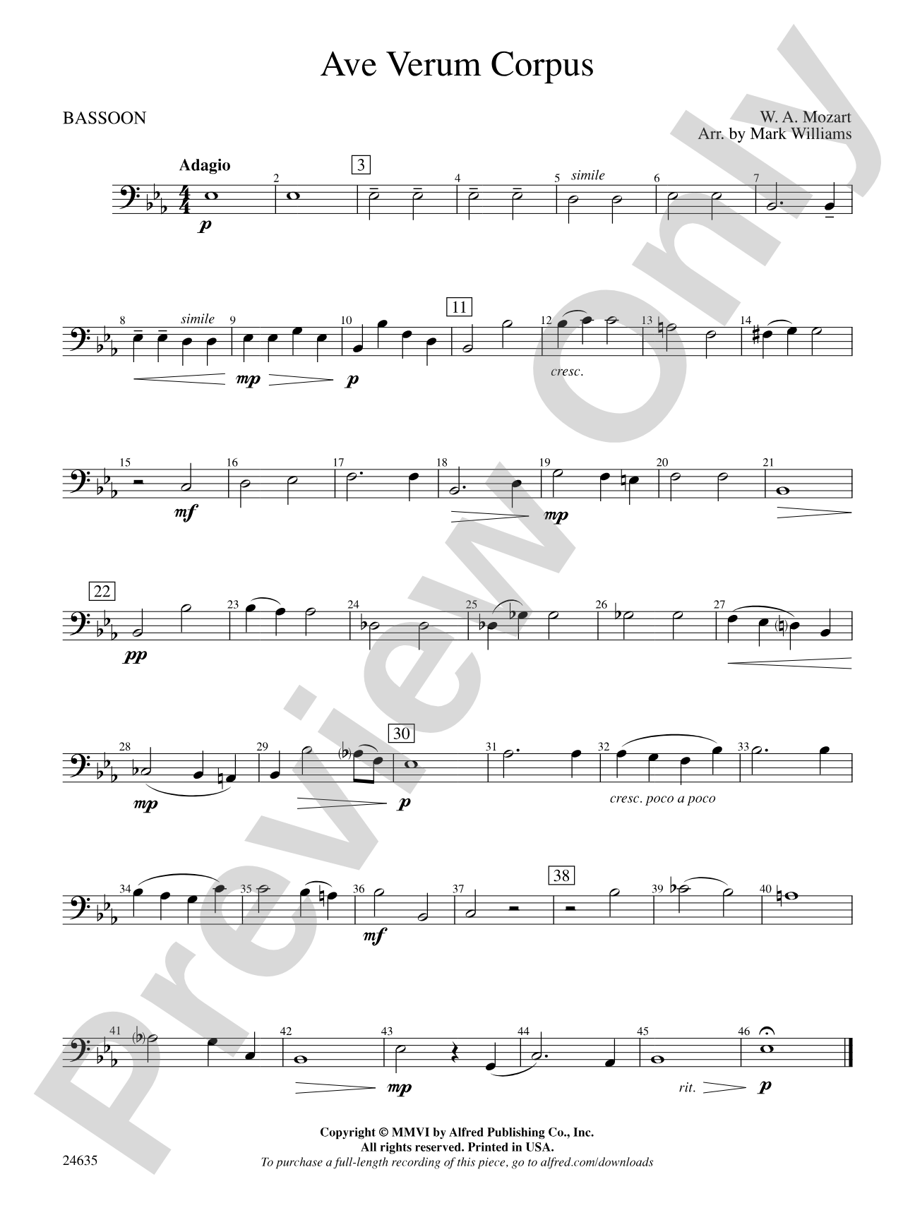 Ave Verum Corpus: Bassoon