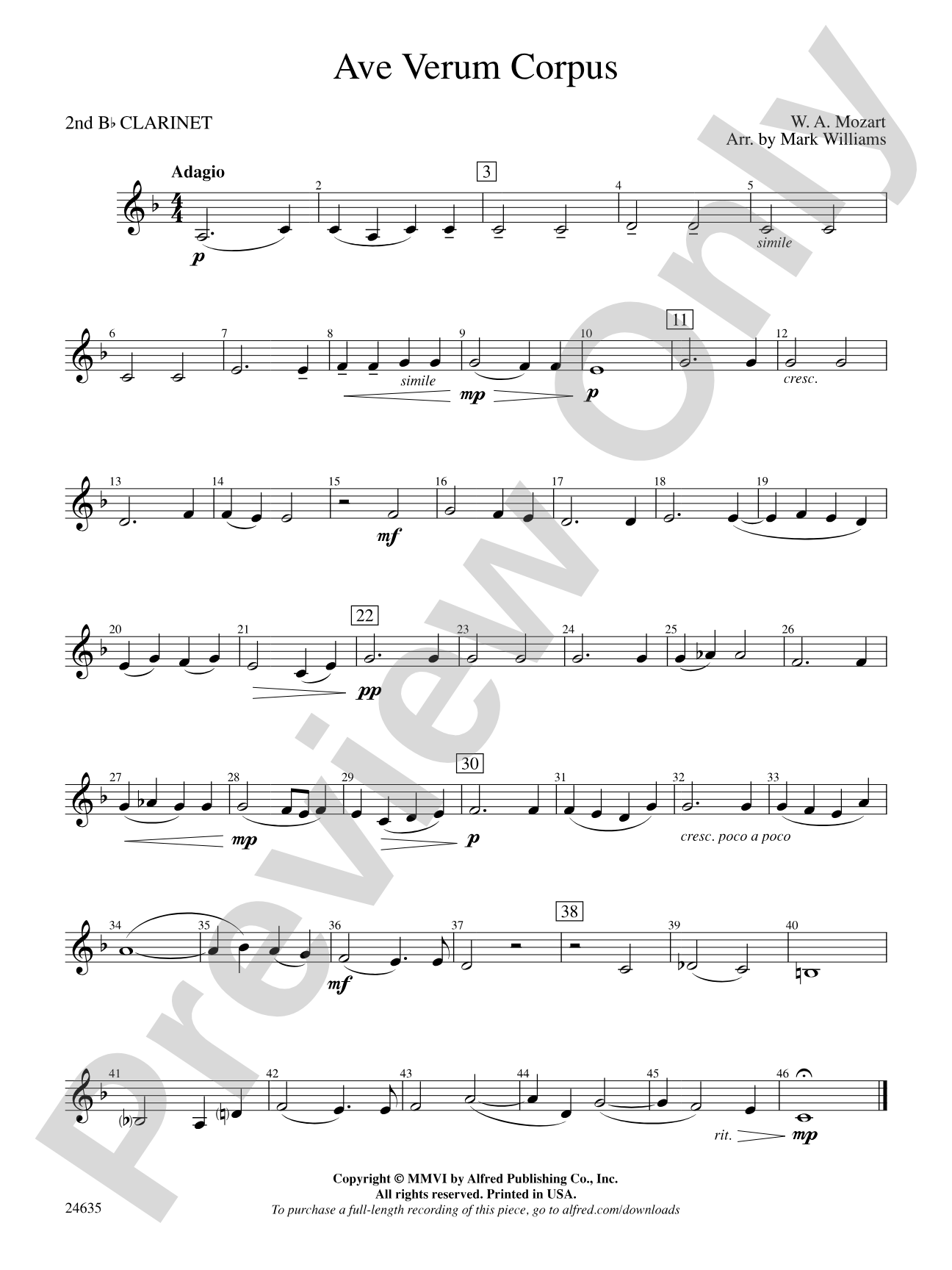 Ave Verum Corpus: 2nd B-flat Clarinet