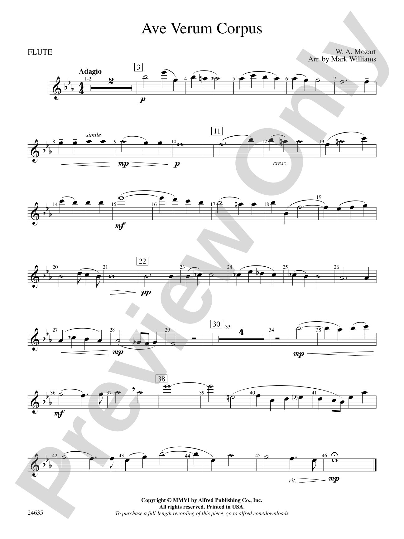 Ave Verum Corpus: Flute