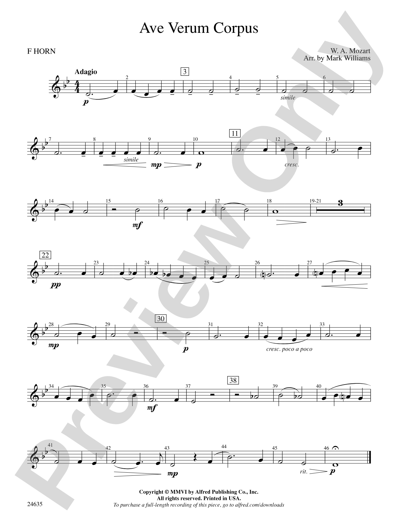 Ave Verum Corpus: 1st F Horn