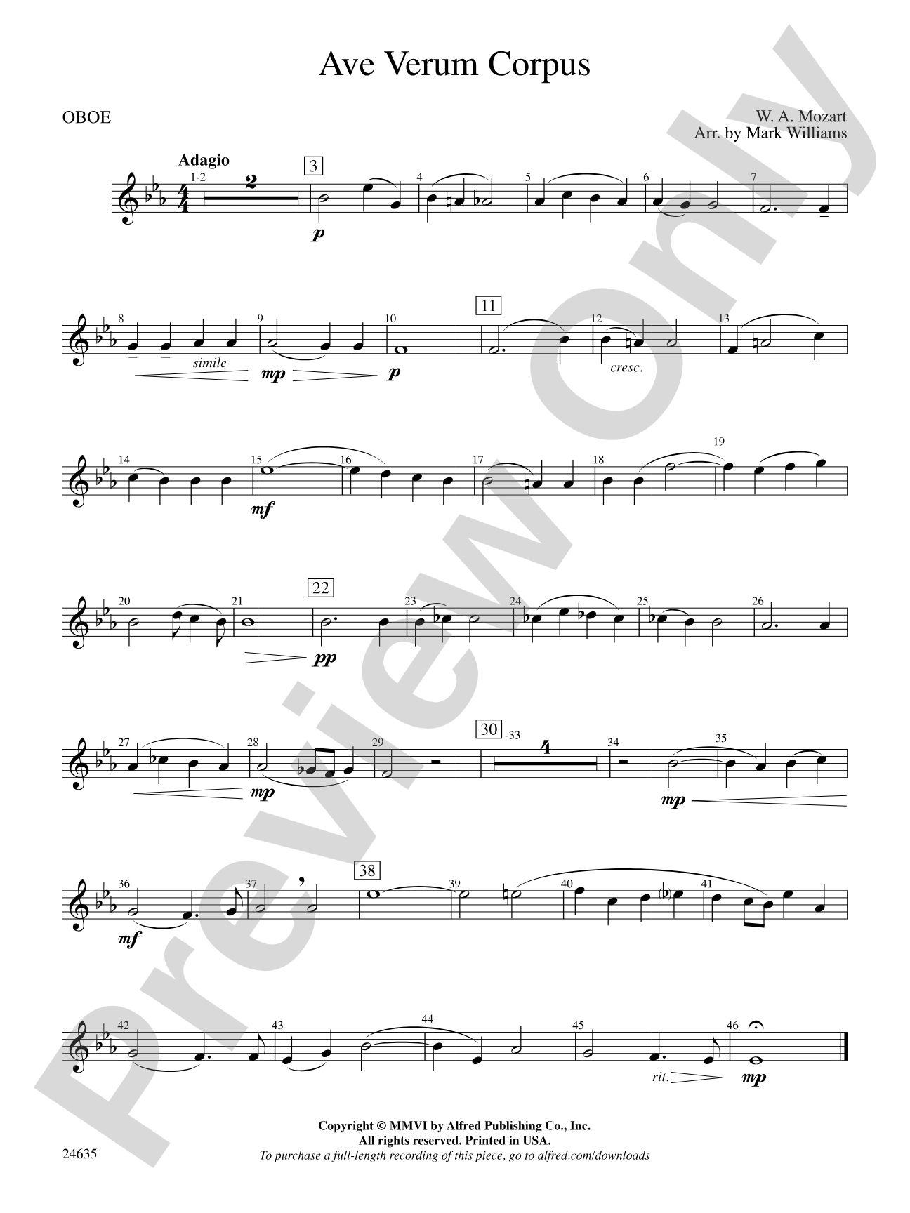 Ave Verum Corpus: Oboe