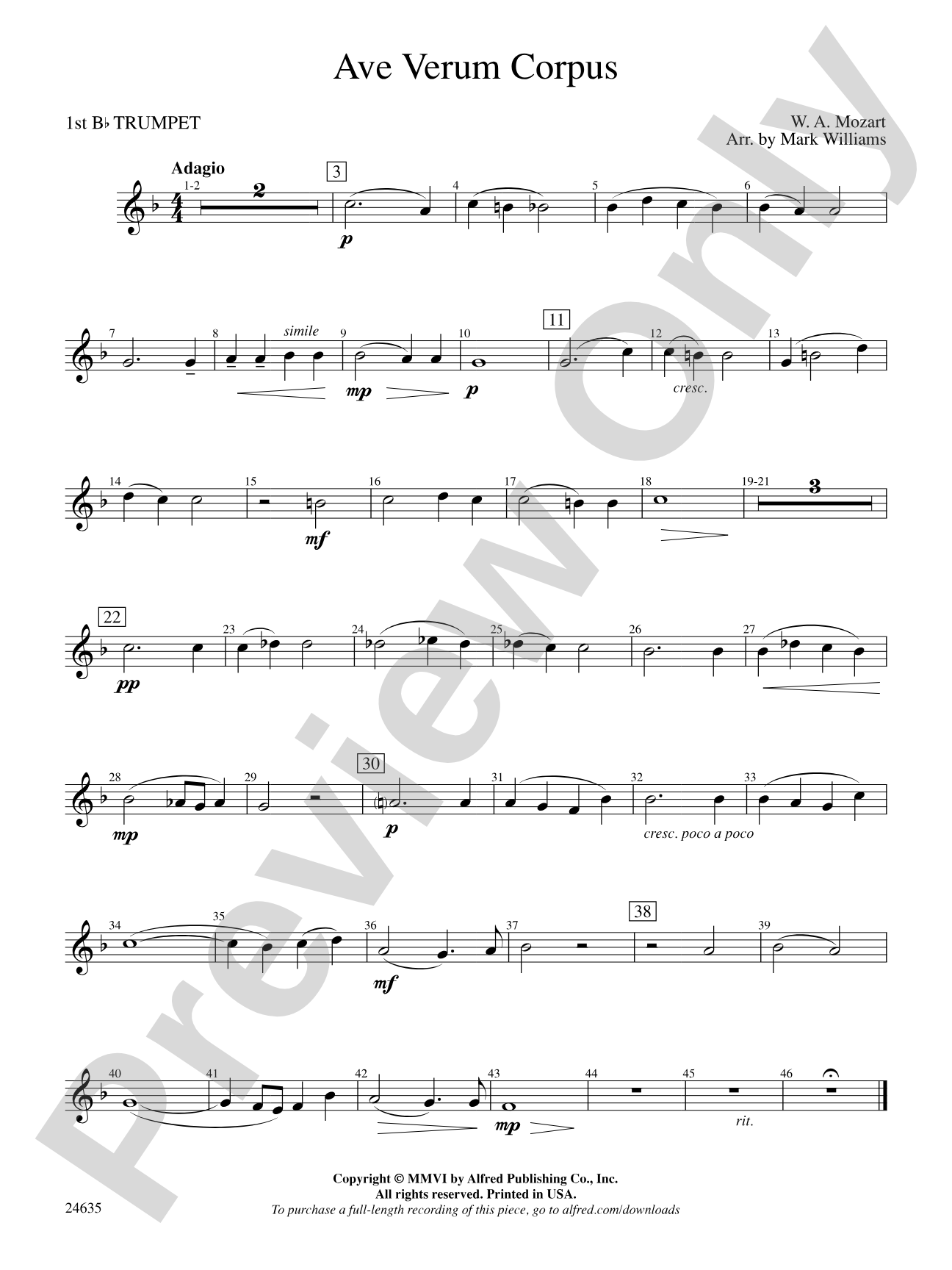 Ave Verum Corpus: 1st B-flat Trumpet