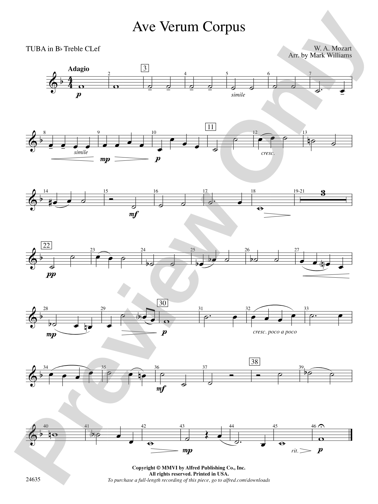 Ave Verum Corpus: (wp) B-flat Tuba T.C.