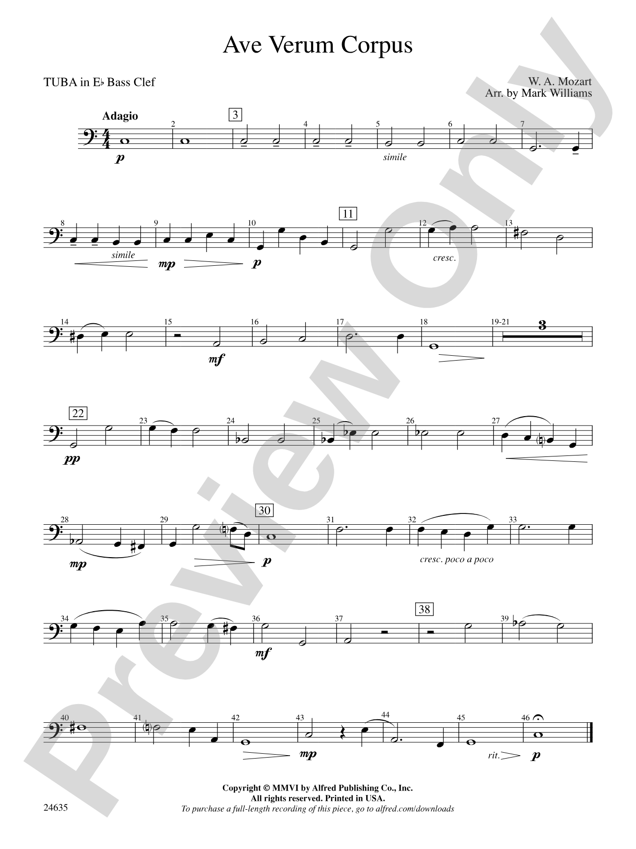 Ave Verum Corpus: (wp) E-flat Tuba B.C.
