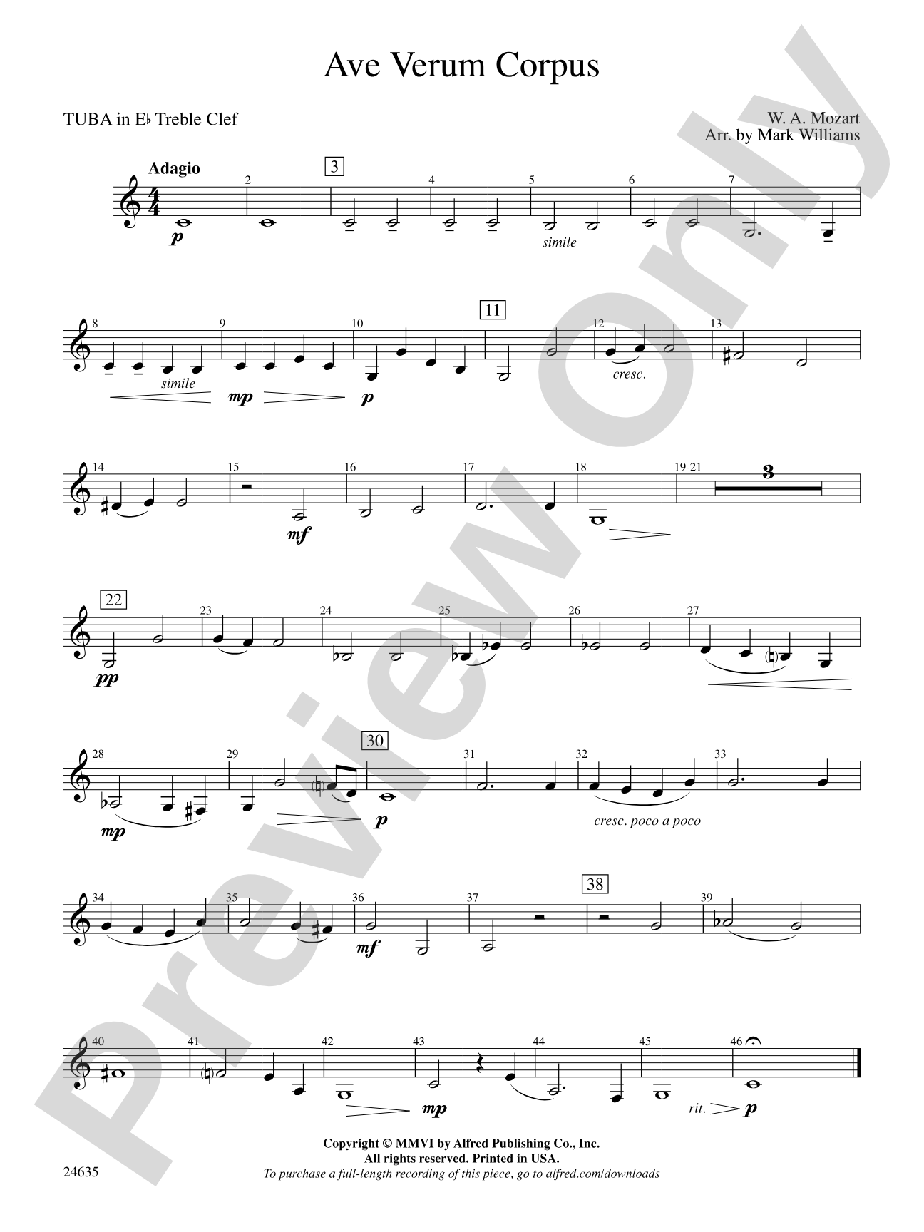 Ave Verum Corpus: (wp) E-flat Tuba T.C.
