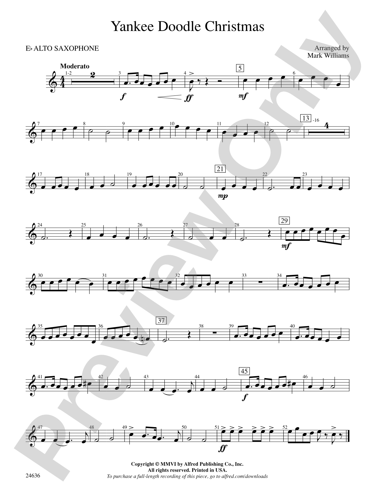 Yankee Doodle Christmas: E-flat Alto Saxophone