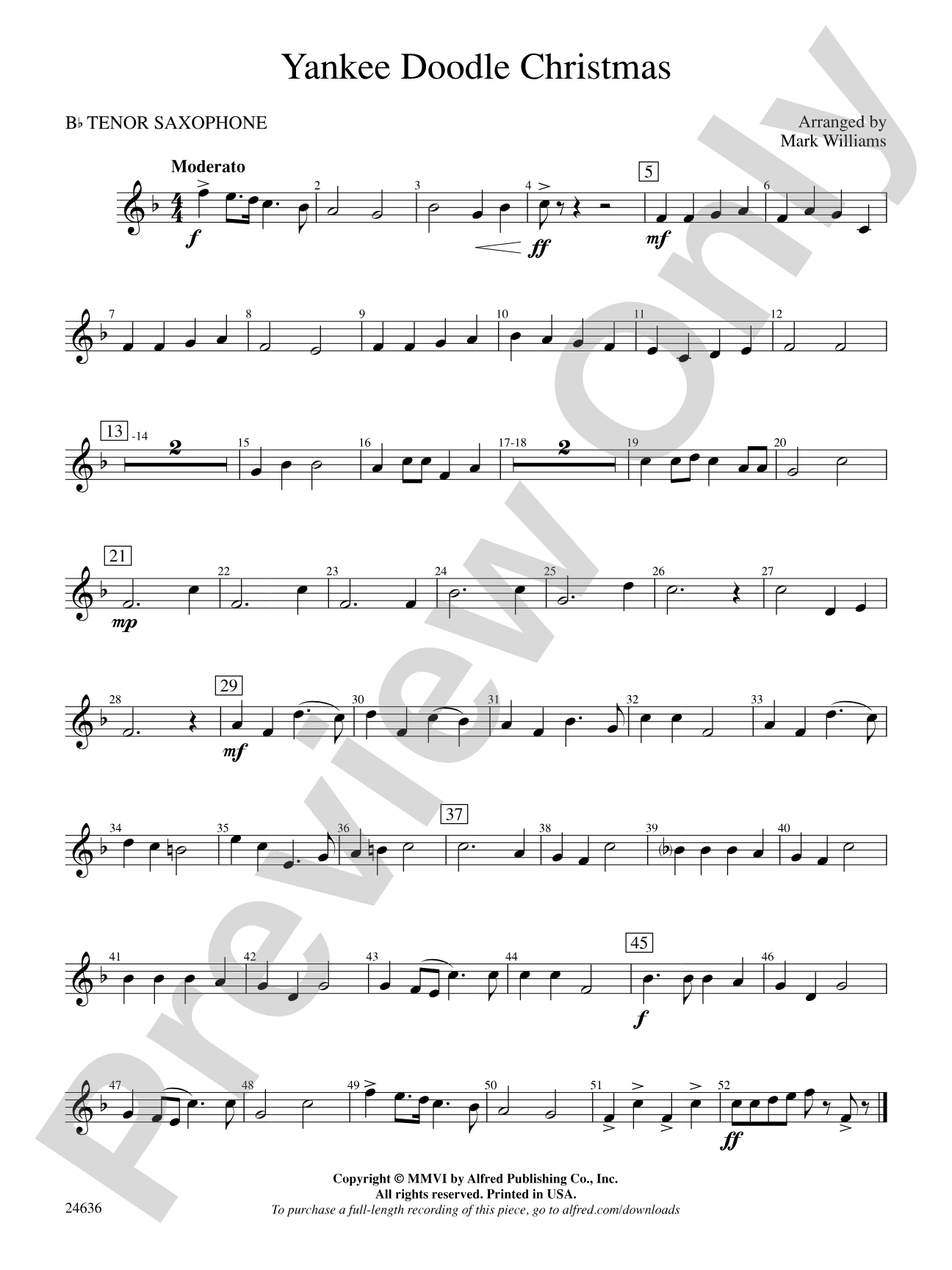 Yankee Doodle Christmas: B-flat Tenor Saxophone