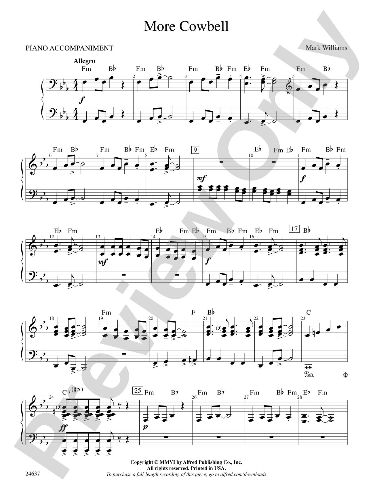 More Cowbell: Piano Accompaniment