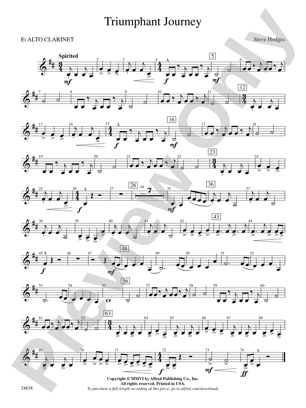 Triumphant Journey: E-flat Alto Clarinet